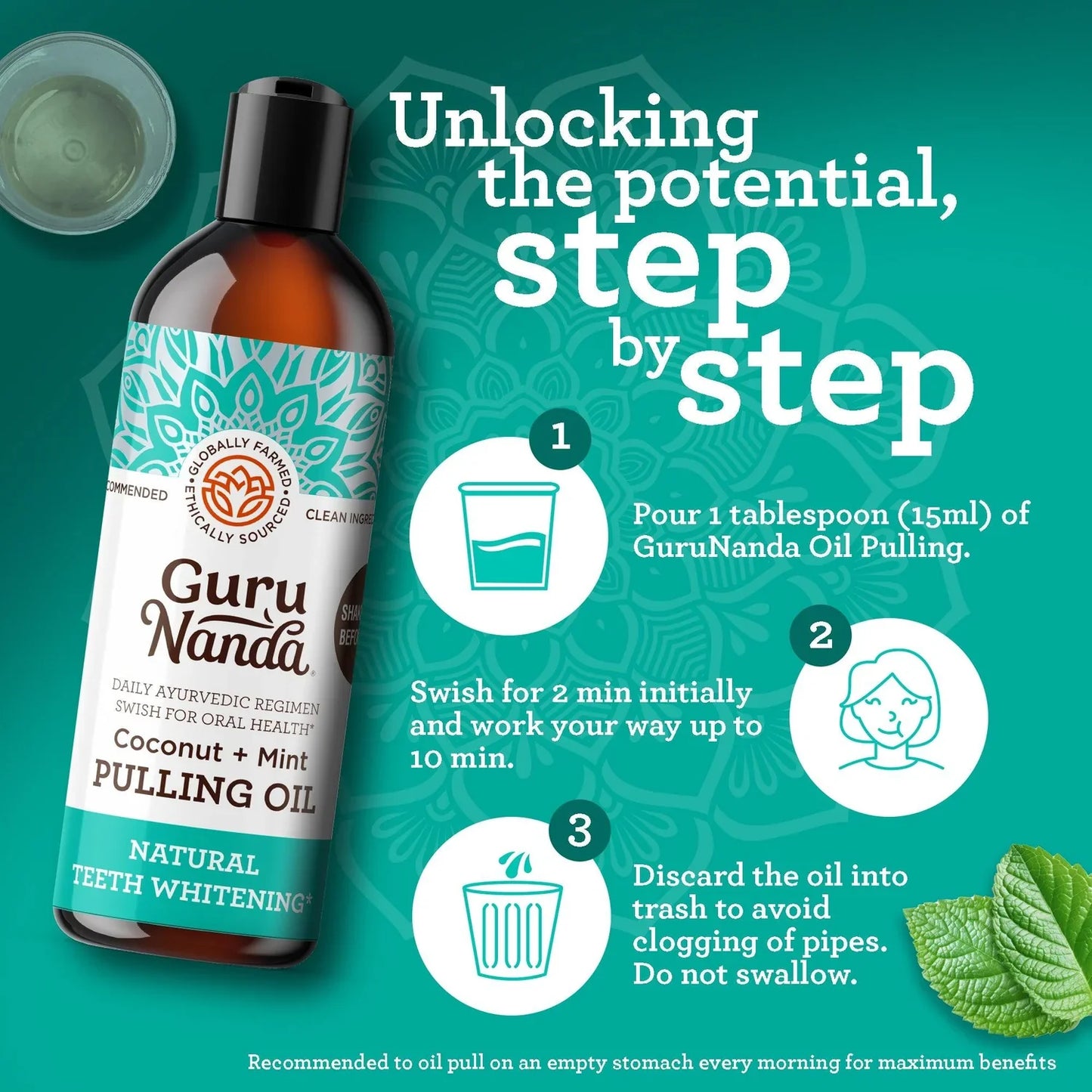 WELLFITORA™️ Guru Nanda Coconut Oil Pulling with Essential Oils