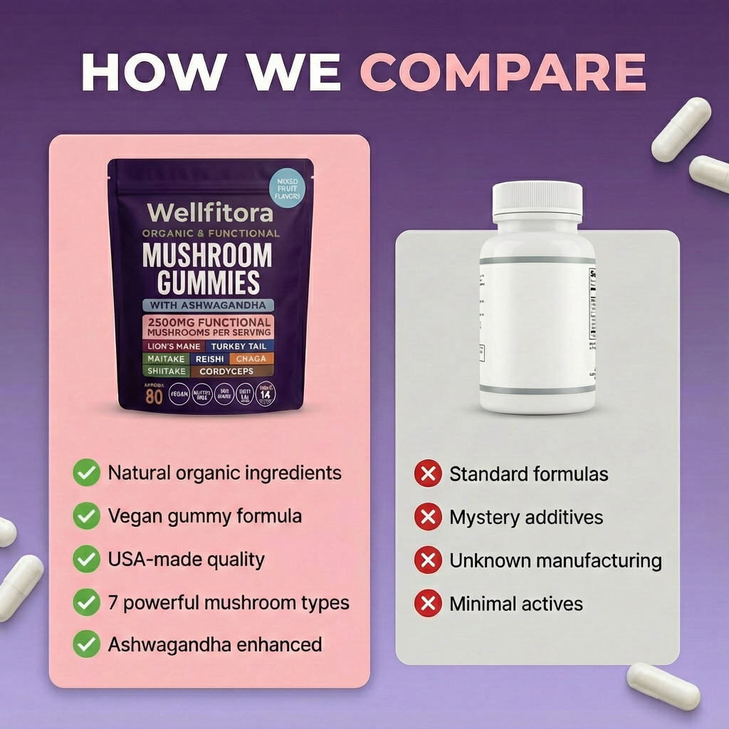 Wellfitora Mushroom Gummies - Boost Energy, Focus & Calm Naturally (Recommended By Doctors)